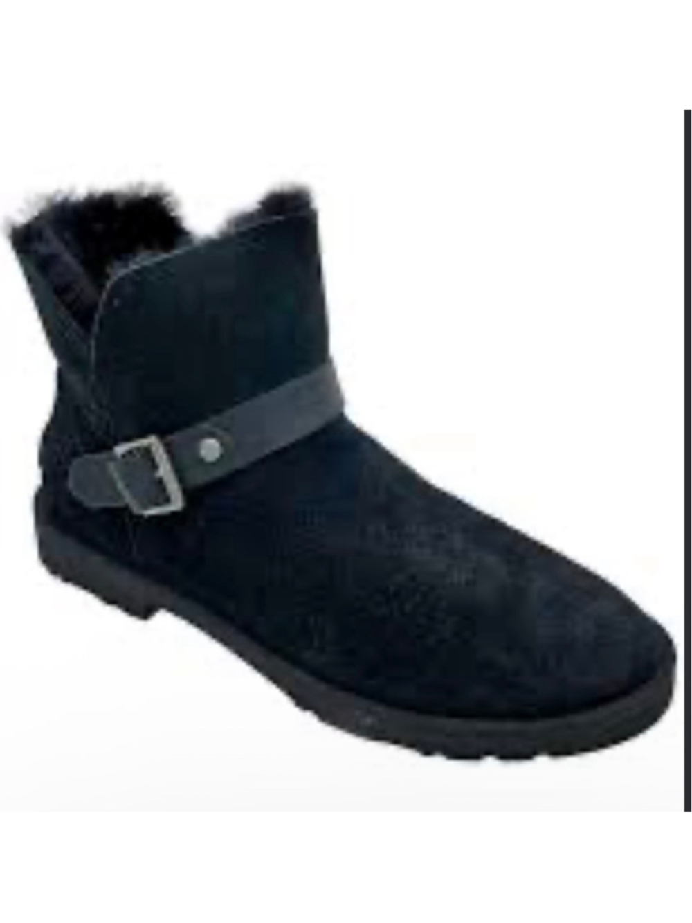 Women's UGG Black Suede Romley Ankle Booties with Buckle Detail